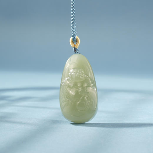 新疆国玉盟世玉湖水料【福禄佛缘】和田玉挂件【带证书·顺丰物流】 商品图2