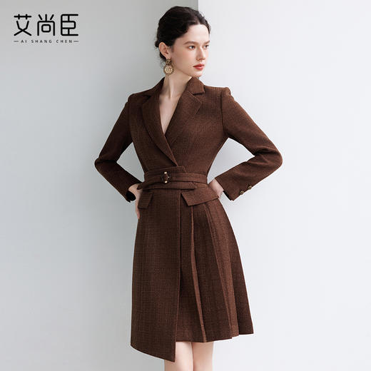 艾尚臣正式场合秋冬新款显瘦气质时髦穿搭高腰职业通勤西装连衣裙 商品图1