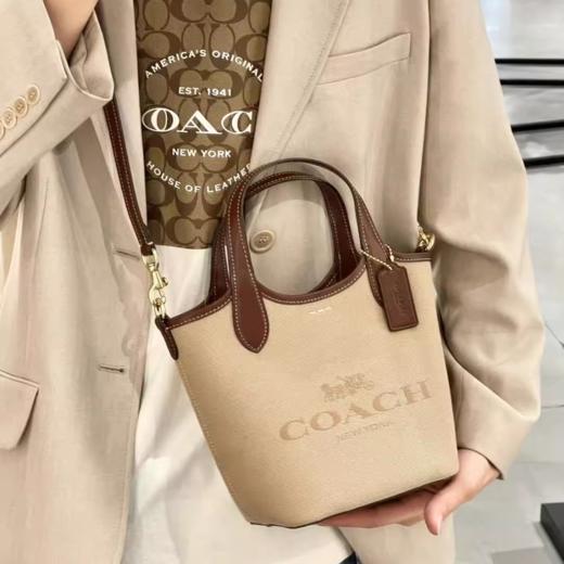 【礼盒礼袋】【品牌授权】COACH蔻驰女士菜篮子HANNA水桶包奥莱手提斜挎包通勤包包 商品图4