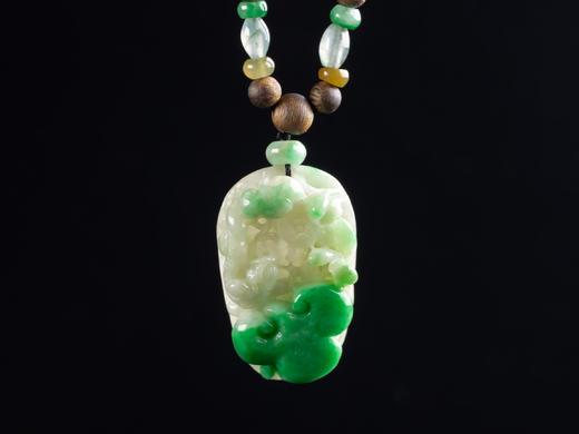 XY0008原创沉香+翡翠飘绿如意挂件 商品图4