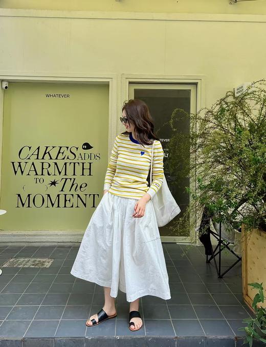 春天明媚刺绣爱心绵羊毛混纺棉针织条纹衫 商品图14