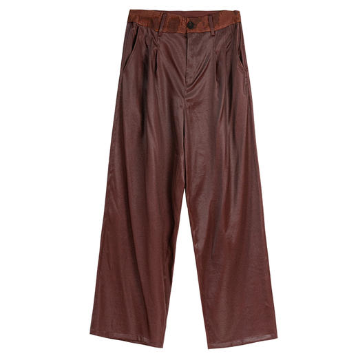 牧衣游原创 净色香云纱阔腿裤清凉透气垂感宽松百搭休闲裤 春日晴 商品图4