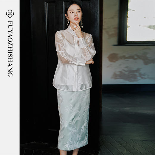 FUYAO扶摇 丝质防晒衬衫女2025春夏宽松阔版显瘦微透休闲衬衣外套 商品图2