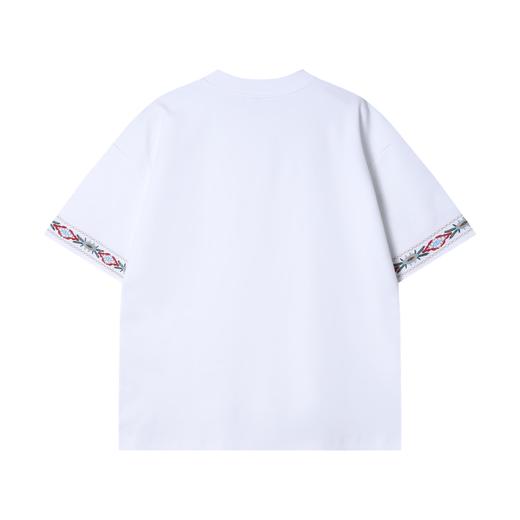 6690早春新款时尚个性重工刺绣袖边爱心印花圆领短袖T恤百搭休闲上衣 商品图5