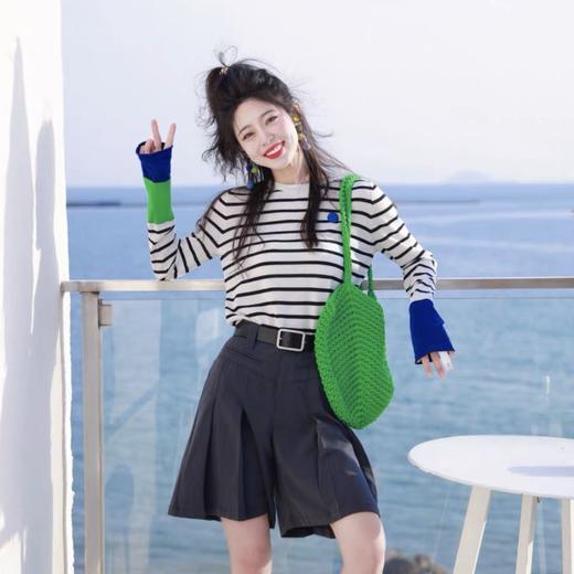 【露*思同款针织衫(撞色袖口)】2025年主流jue美配色一件又显白又减龄又浪漫的打底衫 商品图3