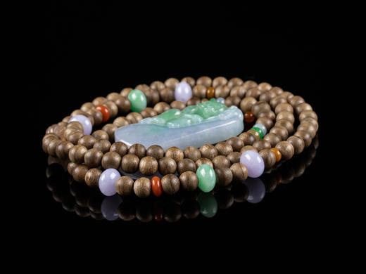 XY0045原创天然沉香+翡翠灵猴套链 商品图2