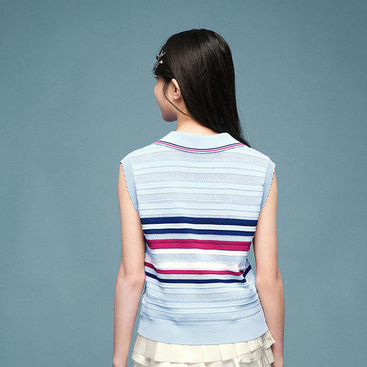 笛莎Deesha青少年女童马甲2025夏季女童条纹马甲 商品图4