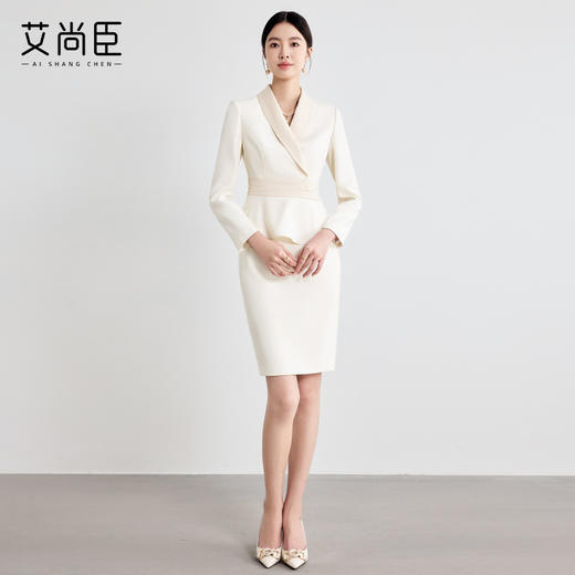 艾尚臣假两件连衣裙女2025新款高级感气质女神范主持人上镜工作装 商品图3