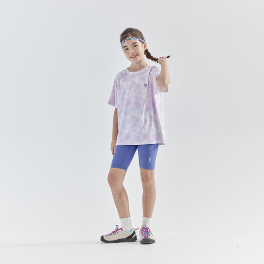 cicochild2025年夏季新款中大女童晕染短袖T恤亲子款渐变凉感上衣 商品图3