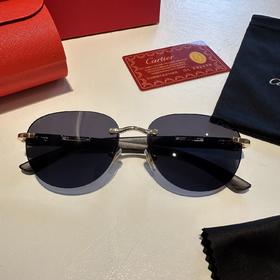 F083卡地亚 新款纯钛无框钻石切割太阳镜高端太阳镜
