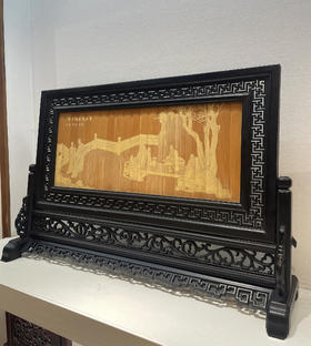 李白宴夜桃李图°留青雕屏风