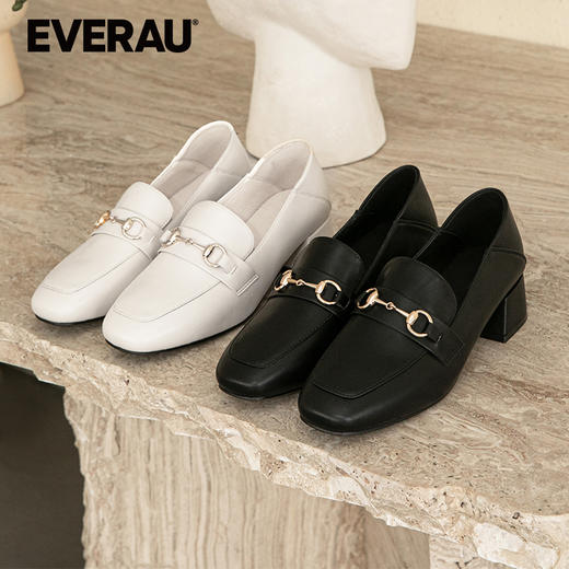 EVERAU跟高3.8cm高跟马衔扣复古乐福鞋女鞋EA7051 商品图0