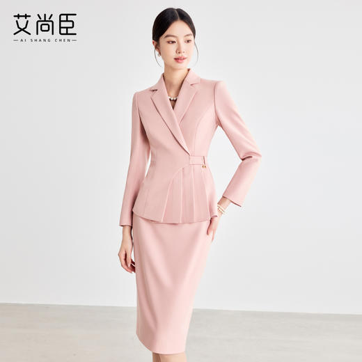 艾尚臣粉色西装套装裙高级感职业装正装气质女神范美容院工作服春 商品图0