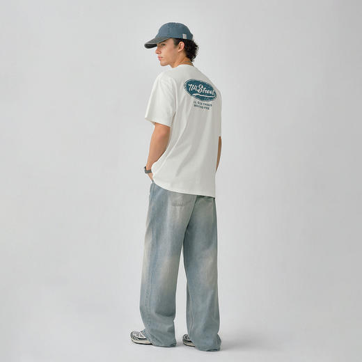 714street字母印花凉感短袖T恤男夏季新款抗皱宽松防晒上衣情侣装 商品图2