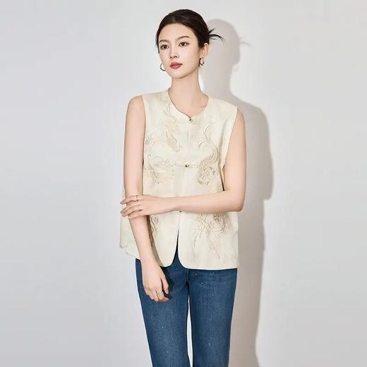 【高货wl】全新升级【铂金会员293/天猫389/差价96】(10026) 洛诗琳新款雅致新中式提花刺绣上衣时尚感气质女马甲外套 商品图1
