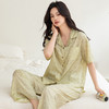 夏季睡衣女士短袖长裤仿真丝薄款开衫家居服冰雪丝翻领套装外穿   JL-TMZ2566 商品缩略图3