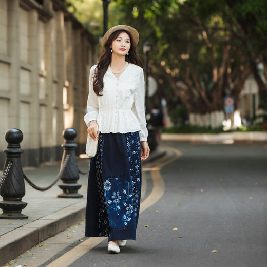 【林栖设计小店】2025春绣花复古气质百搭新中式白衬衣1933270 商品图5