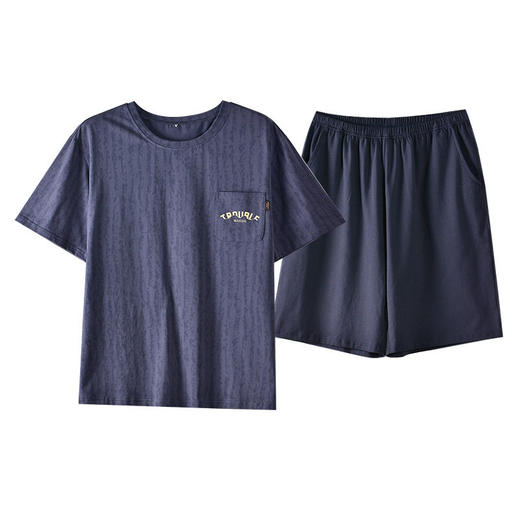 纯棉男士夏季短袖短裤爽棉睡衣宽松休闲可外穿薄款套装新款家居服   JL-5511 商品图4