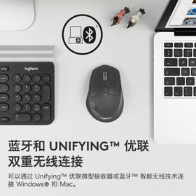 罗技(logitech)M720 无线蓝牙鼠标 办公鼠标 商务家用笔记本电脑鼠标 优联 带无线2.4G接收器  黑色