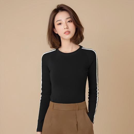 【女士插肩长袖】撞色复古插肩袖t恤女短上衣冬季春秋装美式辣妹ins长袖打底衫内搭 商品图2