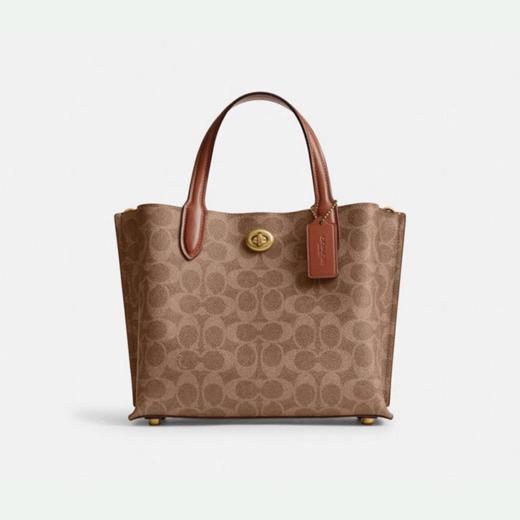 【品牌授权】【礼盒礼袋 】COACH蔻驰女士经典标志老花奥莱WILLOW 24号托特包 商品图1