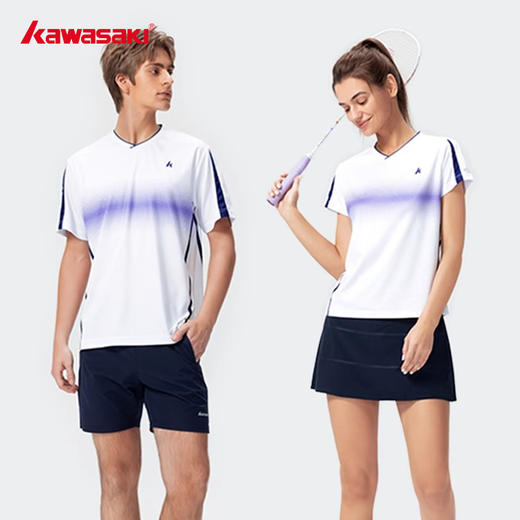 川崎 男女同款 V领短袖T恤 K1C02-C1027/K1C02-C2027 商品图2