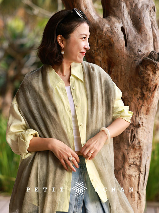 PETIT SCHAN小闪 CLO#355 just right 刚刚好 经典款纯亚麻基础长袖衬衫四季外穿内搭纯色衬衣多色可选 商品图4