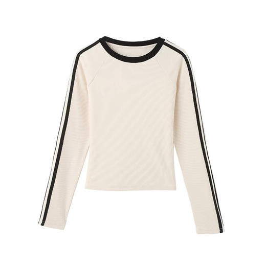 【女士插肩长袖】撞色复古插肩袖t恤女短上衣冬季春秋装美式辣妹ins长袖打底衫内搭 商品图4