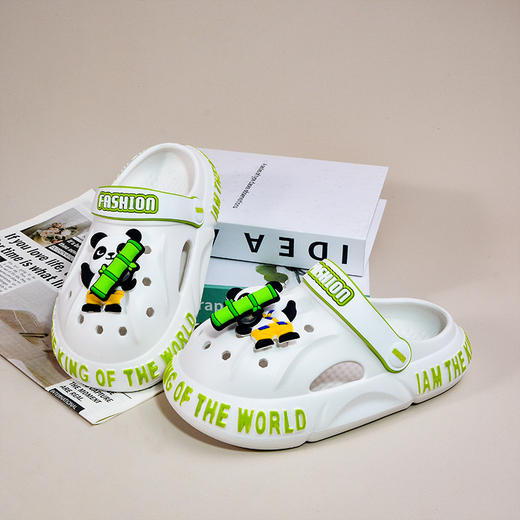 【可旋转熊猫滴塑！纵享趣味童年】夏季新款儿童洞洞鞋防滑软底外穿室内可旋转沙滩包头小孩凉拖鞋男。ry 商品图2