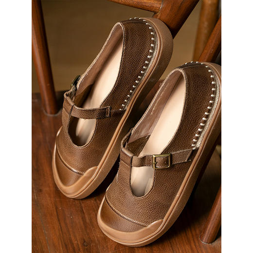 牧衣游原创 舒适百搭平底复古牛皮鞋子 絮絮【不支持会员折】 商品图3