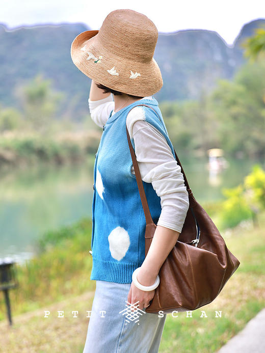 PETIT SCHAN小闪 CLO#749 a bright sky 晴空下 纯棉手工蓝染波点马甲 商品图3