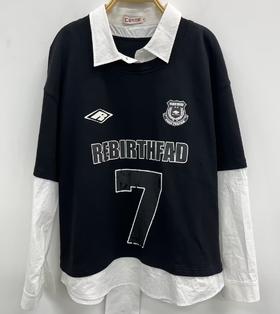 MZ衬衫领拼接假两件卫衣（黑）春季 151040130321