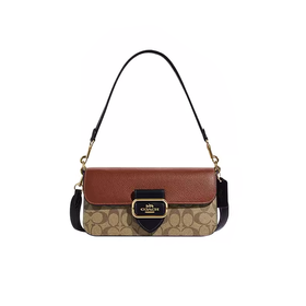 【质保一年】【礼盒礼袋 】COACH蔻驰女士MORGAN奥莱经典单肩斜挎腋下包（尺寸：26.5146.5cm）白色 卡其色 卡其拼白