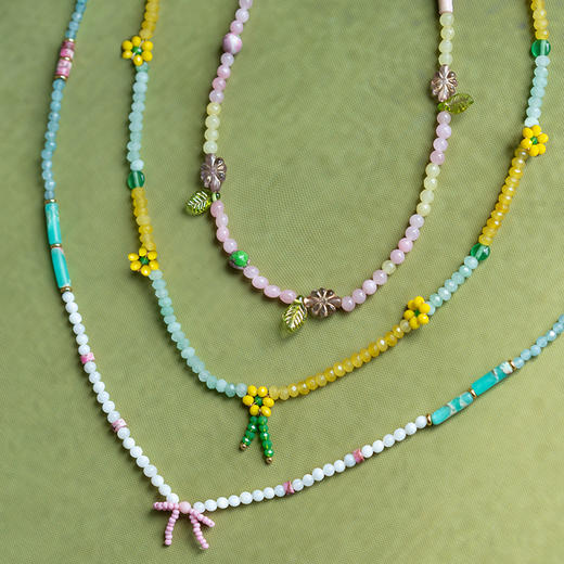 古古楽gugu诗经项链节气蔬果项链 | 以节气蔬果为灵感、融合玻璃珠、天然石等多种材质、展现自然之美、手工打造、佩戴舒适、充满艺术气息 商品图0