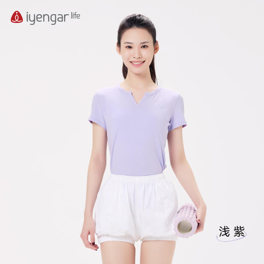 艾扬格 life C1193罗纹瑜伽短袖T恤 修身 柔软透气“下犬式”刺绣臣服于身体,享受伸展 商品图1