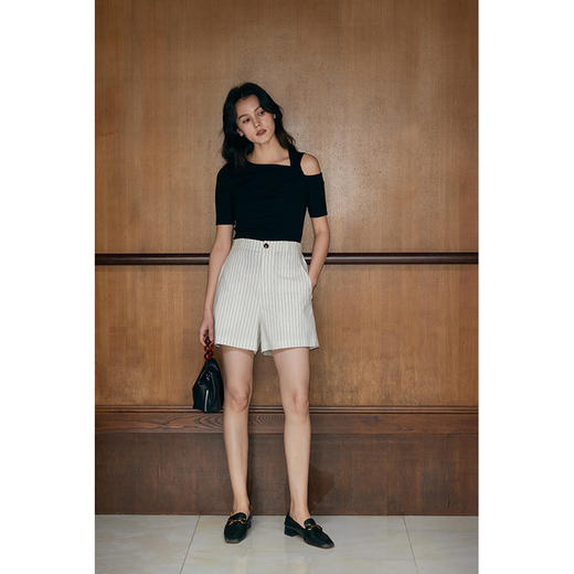 HeyDress条纹亚麻西装外套女春季法式通勤休闲西服上衣短裤套装 商品图3