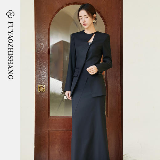 FUYAO扶摇 新中式斜门襟西装外套女2025春季新款国风镂空改良西服 商品图3