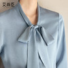 艾尚臣雾霾蓝衬衫女2025年新款蝴蝶结领长袖衬衣早春百搭飘带上衣 商品缩略图2