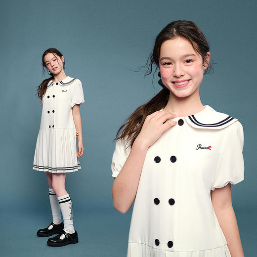 笛莎Deesha青少年女童连衣裙2025夏季女童翻领棉布连衣裙 商品图0