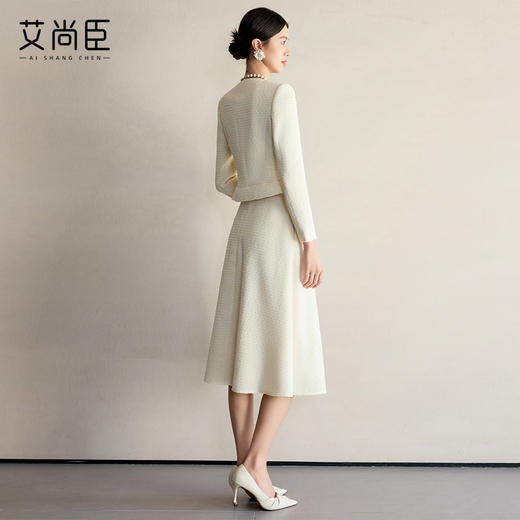 艾尚臣2025春季新款小香风套装女粗花呢编织收腰外套半身裙两件套 商品图4