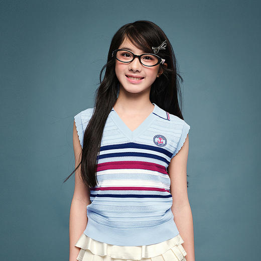 笛莎Deesha青少年女童马甲2025夏季女童条纹马甲 商品图2