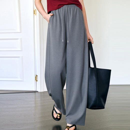 OLrain欧芮儿灰色休闲裤女夏季2025年新款宽松设计感慵懒香蕉裤 商品图2