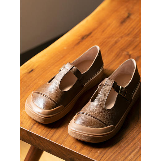 牧衣游原创 舒适百搭平底复古牛皮鞋子 絮絮【不支持会员折】 商品图1