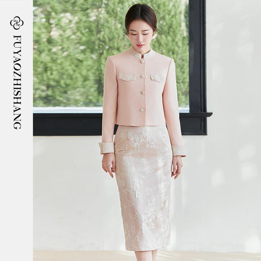 FUYAO扶摇 粉色小香风套装女2025春季新款气质短外套半身裙两件套 商品图2