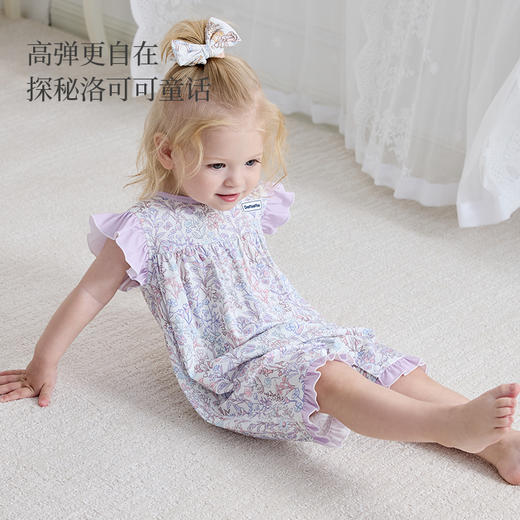 Domiamia女宝宝短袖连体衣夏季衣服女童睡衣婴儿夏天薄款背心爬服 商品图3