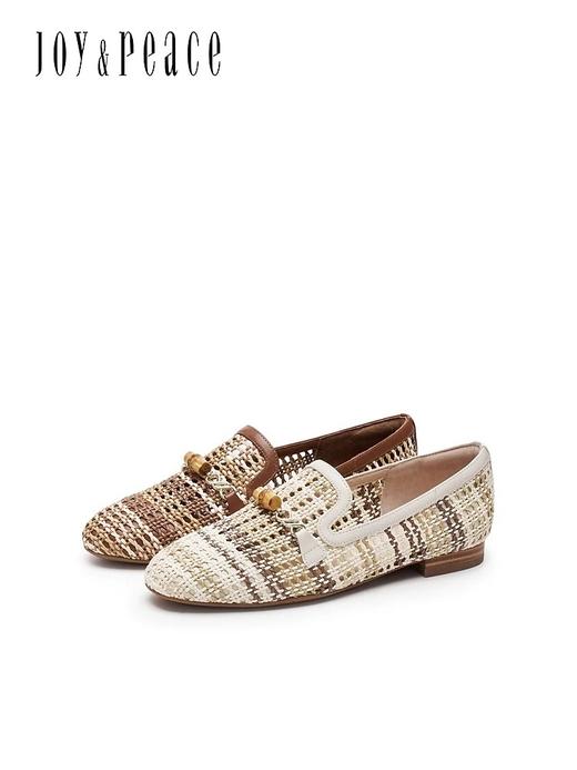 Joy&peace真美诗 罗马假日2025春季新款镂空编织单鞋一脚蹬乐福鞋女YOK73AA5 商品图0