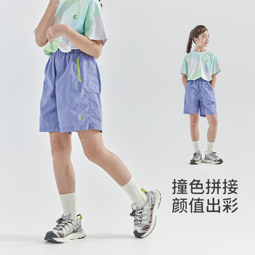 cicochild25年夏季新款中大女童撞色拼接休闲短裤轻薄亲子五分裤 商品图2