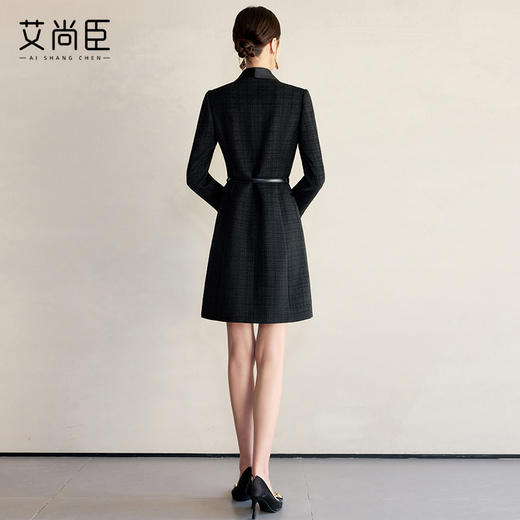 艾尚臣黑色不规则连衣裙女春季小香风通勤职业装裙子轻熟风西装裙 商品图4
