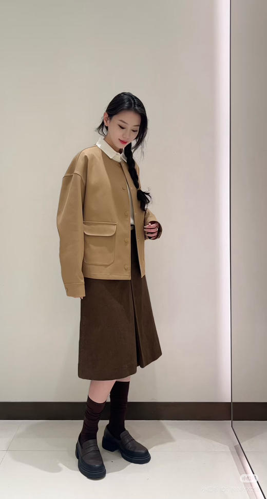 35-3 渠道圆正 小禾 摩卡莫斯 超细灯芯绒 前褶半身裙 我穿38修身穿40宽裕 商品图4