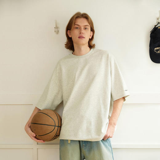 714street重磅抗皱五分袖短袖T恤男25夏季新款宽松半袖基础款上衣 商品图1